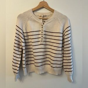 Sézane Léontine Jumper in ecru and camel/brown stripes